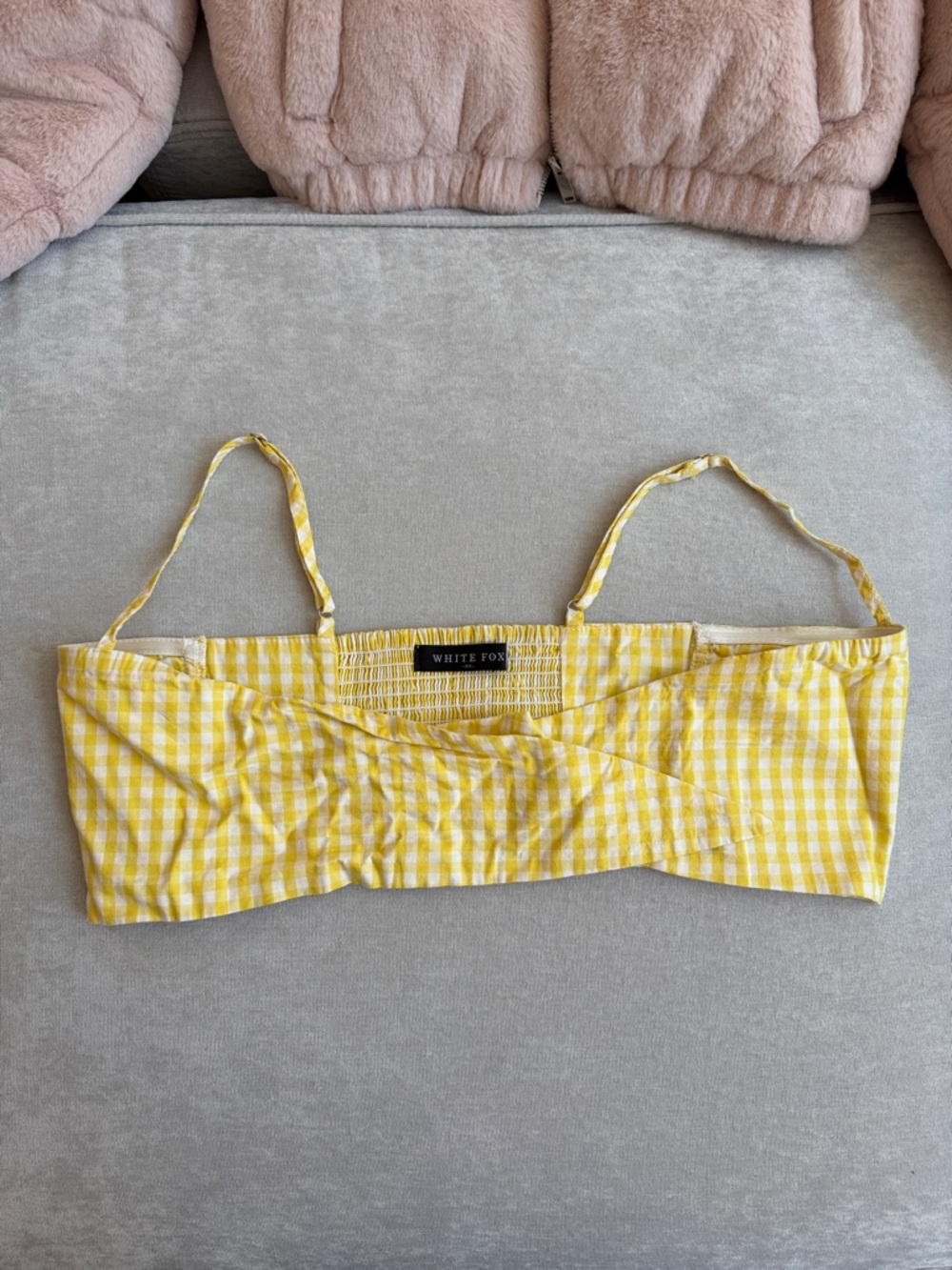White Fox Boutique Yellow Gingham Crop Top